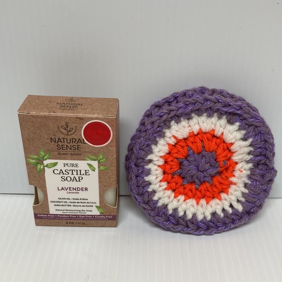 NATURAL SENSE Plant Based VEGAN Pure Castile Lavender Soap 5 oz with Scrubbie - Picture 4 of 9